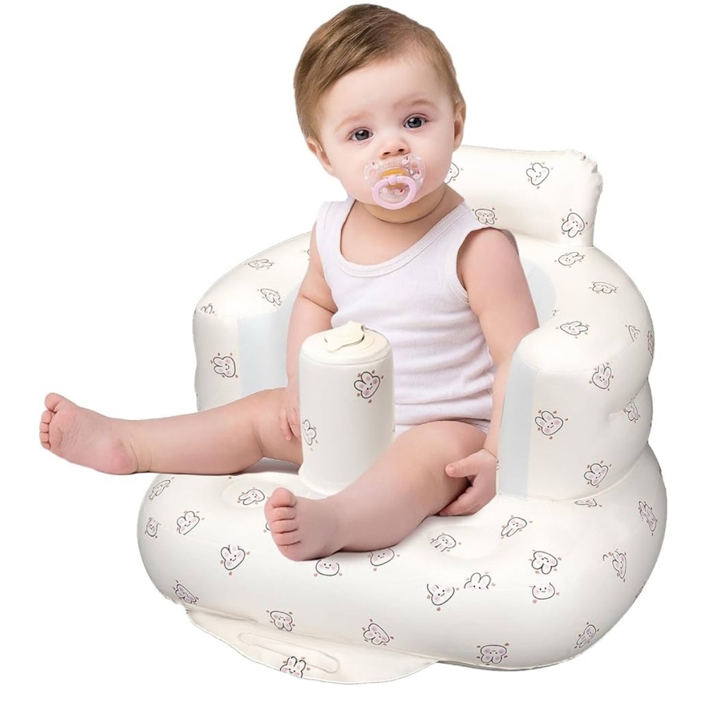 Comfy Baby Inflatable Seat - White with bunnies